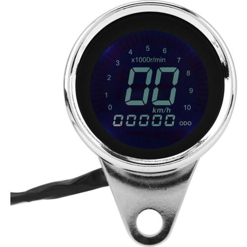 12V Universal Digital Motorcycle LCD Screen Speedometer Odometer Techometer Fuel Gauge for 1-4 Cylinders