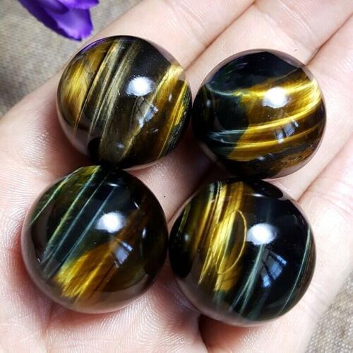 25mm Pretty Natural Golden Tiger Eye Crystal Sphere Ball Healing 4pcs