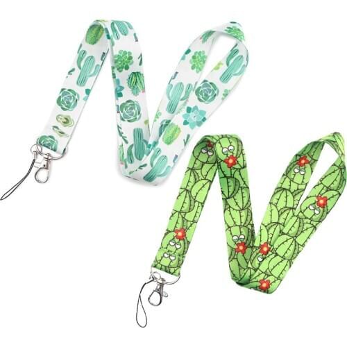 30pcs Cactus Neck Strap Lanyards ID badge card holder keychain Mobile Phone Strap Gift Ribbon webbing necklace