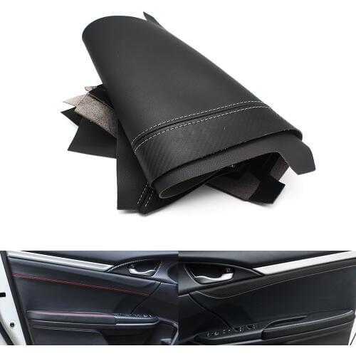 4pcs Front / Rear Door Handle Panels / Door Armrest Microfiber Leather Covers Protection Trim For Honda Civic 10th Gen 2016 2017