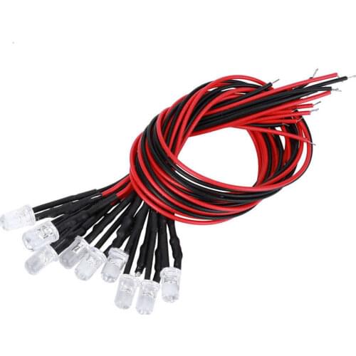 50Pcs LED Diode Wired 12V Prewired Light-Emitting Diode with Round Head LED Light Bead 5mm Multicolor Quick Flashing