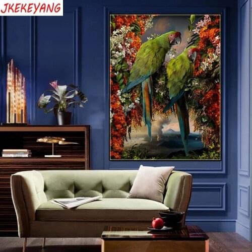 5D DIY square/round Diamond painting Parrot and flower Cross Stitch Diamond Embroidery Pattern Rhinestone J3010