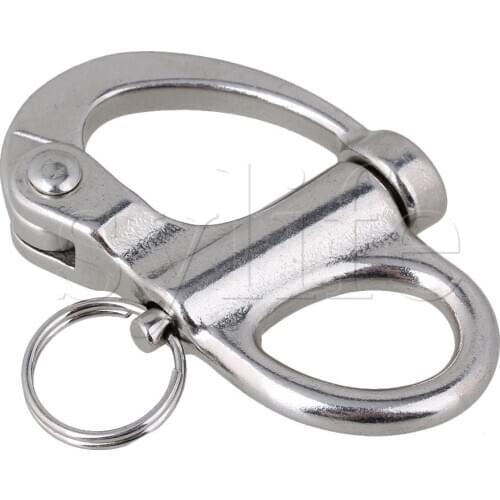 70mm 304 Stainless Steel Fixed Bail Snap Shackle for Sailing Boat Yacht Silver