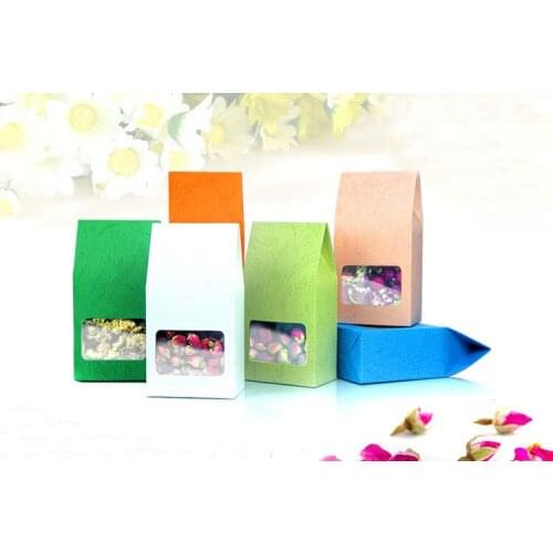 8*15.5+5cm 50pcs Natural Resealable Stand Up Kraft Paper Bags Boxes Recyclable Wedding Gift Jewelry Food Package Paper Box