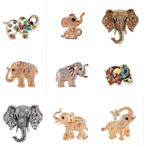 JINGLANG New Original Alloy Rhinestones Elephant Brooch Vintage Enamel Pins And Animal Brooches For Women Clothes Scarf Jewelry