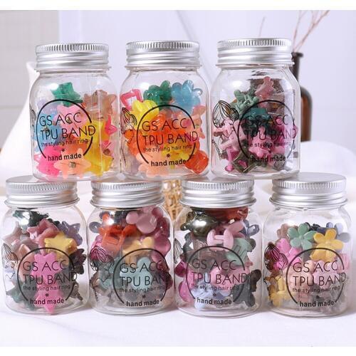 1Bottle New Fashion Baby Girls Small Hair Claw Cute Candy Color flower Hair Jaw Clip Children Hairpin Hair Accessories Wholesale