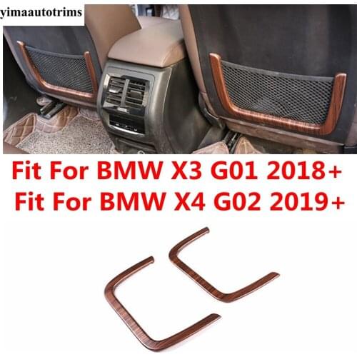 For BMW X3 G01 2018 - 2021 X4 G02 2019 - 2021 Wood Grain Style Accessories Car Seat Back Net Pocket Decor Cover Trim Interior