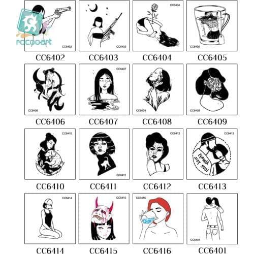Rocooart Sexy Tattoo Mask Veil Woman Taty Old School Fake Tattoo Body Art Temporary Tattoo Sticker For Female Tatuajes Tatuagem