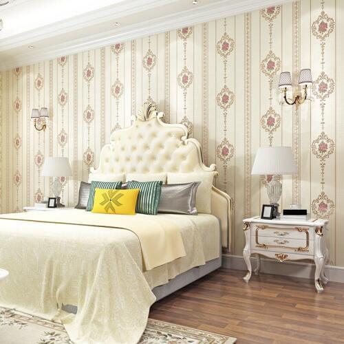 European Pastoral Damask Floral Wallpaper For Walls Bedroom Living room Decor Embossed Pink Purple 3D Flower Wall paper Rolls