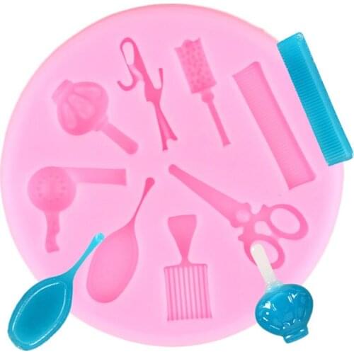 Makeup Tools Shape Fondant Silicone Mold Mirror Comb Kitchen Baking Chocolate Pastry Candy Clay Making Cupcake Decorating Tools