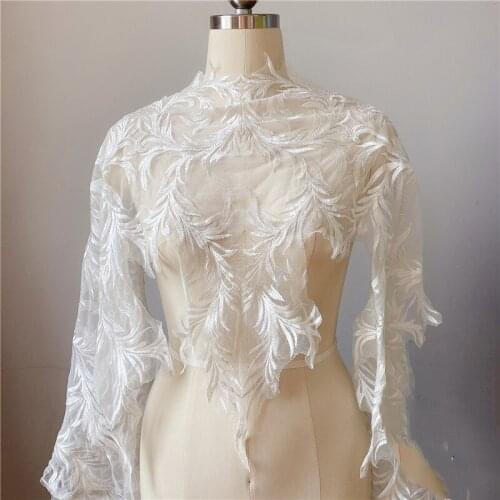 Oversized Phoenix Tail Shape Lace Trim French Mesh Embroidery Wedding Evening Dress Accessories Stage Costume