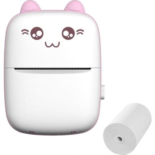 Mini Printer Ink-Free Bluetooth Portable Pocket Handheld Mini Cute Cat Thermal Printer for Students