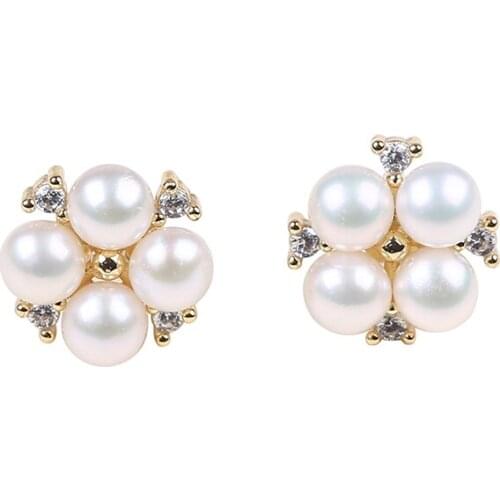 Fashion freshwater pearl with 925 sterling silver jewelry Earrings