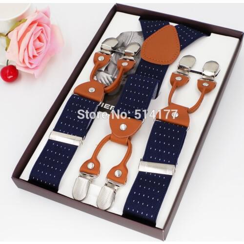 Mans suspenders fashion braces Trousers Suspensorio Menino Boxed Strap 6Clip Suspenders Length:115cm Husbands/Father Gifts