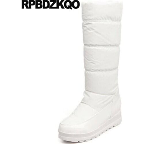 Platform Muffin Flatform Hidden Long Knee High Women Snow Boots Winter Fur Shoes Big Size 34-43 Waterproof Slip On Wedge 10 Warm