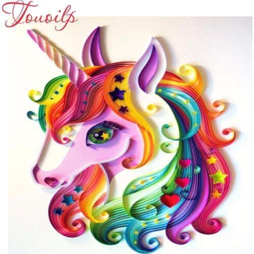 Colored unicorn diamond embroidery ross full square&round drill diamond painting Cross Stitch Rhinestone mosaic home decoration