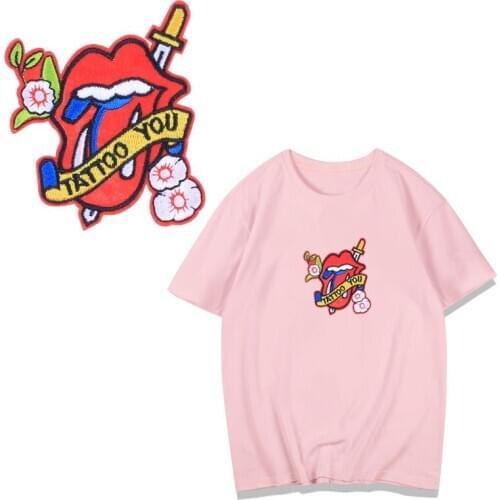 Girl letter lips Transfer Patches For Stripe Clothes Patch A-level Washable Iron On Applique DIY Clothing Sticker