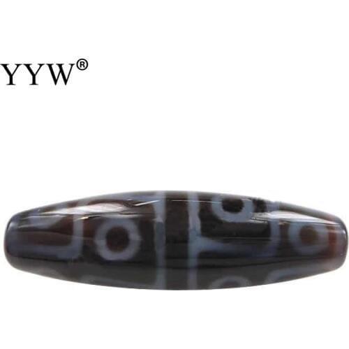 2PCs/Lot Natural Tibetan Dzi Beads, Oval, twelve-eyed & two tone, 38x12mm, Hole:Approx 2.5mm, Sold By Lot