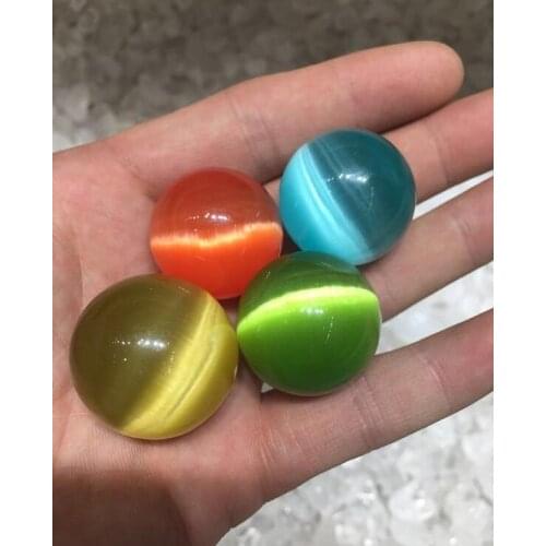 Natural cats eye stone, stone ball crystal ribbon effect without base household decoration