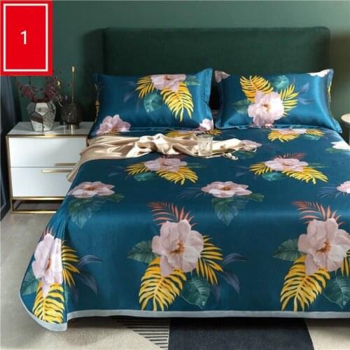 2021 New Ice Silk Mat Foldable Machine Washable For Summer Sheet Single/Double (With Pillowcase)