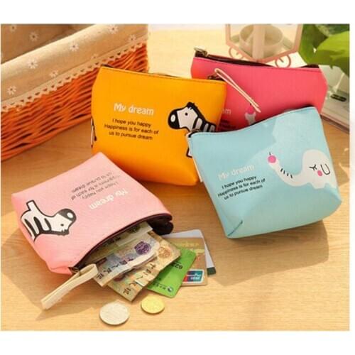 New Arrival Cute Zebra Elephant Cartoon Animal Coin Purser Portable Zipper Coin Bag Women Card Package Change Coin Bags