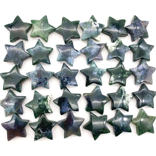 New Lovely Natural Moss Agate Quartz Crystals Star Shaped Stone Healing DIY Gemstone Decoration Natural Stones and Crystals