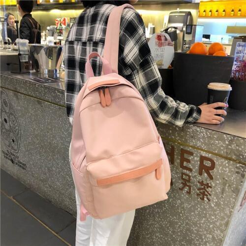 Japan Style Solid Color Backpack Women New Waterproof Nylon Backpack Shoulder Bags For Teenage Girls Schoolbag Travel Backpack