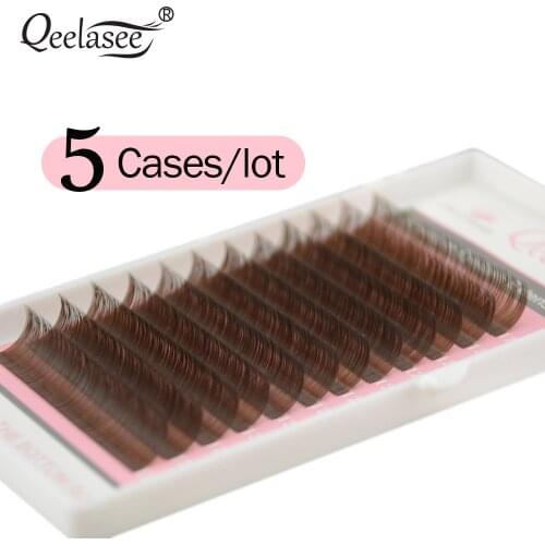 Qeelasee Brown Eyelashes Maquiagem Makeup Mix 7~15mm 20 rows Brown Color Mink Lashes Faux Cils False Eyelashes Maquiagem Cilios