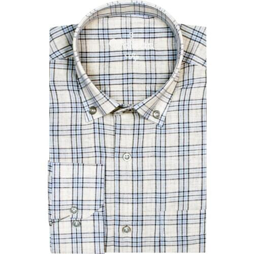 Broadcloth Cotton Shirt Men Regular Plaid turn-down collar Men Shirt Full Sleeve Shirts For Men Fashion Casual by Varetta Turkey