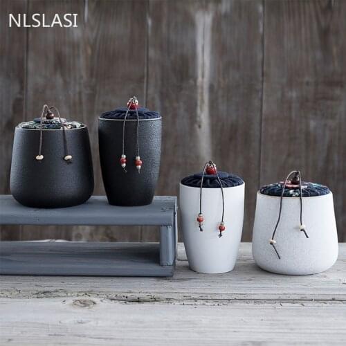 Handmade Ceramic Airtight Jar Home Tea Caddy Moisture-proof Jars Kitchen Spice Container Chinese Tea Ceremony Accessories