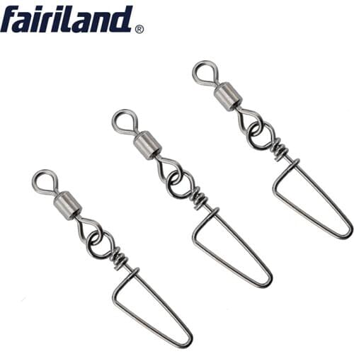 100pcs/lot Fishing Swivel w/ Coastlock Snap 2#/4#/6#/8#/10# size available full copper rolling swivel with Free Hook box