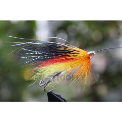 Tigofly 24 pcs/lot Yellow&Black Feather Cone Head Tube Fly Streamer Fly Salmon Trout Steelhead Fly Fishing Flies Lures
