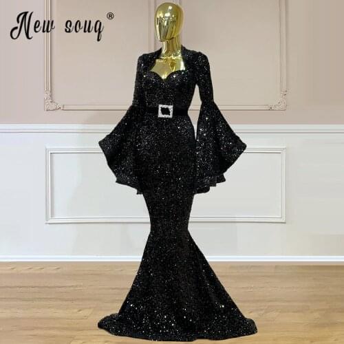 Sequined Evening Dress for Party 2021 NEW Prom Dress African Cocktail Dress Mermaid Gown With Rhinestones Belt Plus Size
