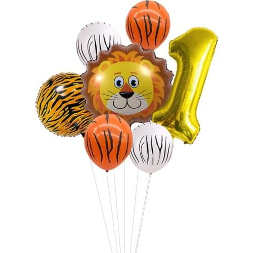 32in Aluminum Film Animal Balloon Set Happy Birthday Party Decor Jungle Safari Animal Ballon Woodland Forest Theme Lion Balon