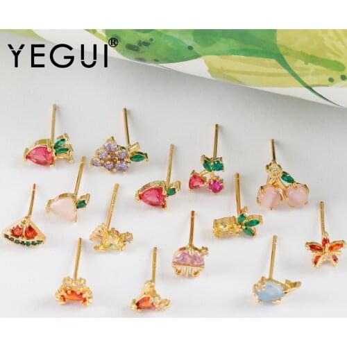 YEGUI M1018,jewelry accessories,18k gold plated,copper metal,zircons,jewelry findings,charms,diy earring,jewelry making,2pcs/lot