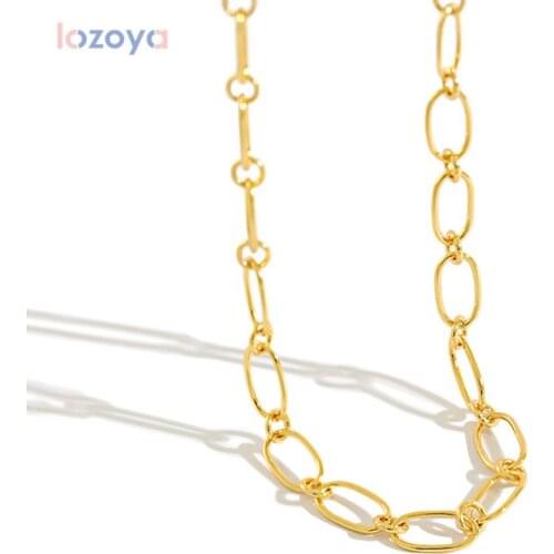 LOZOYA 925 Sterling Silver Gold Horoscope Chain Luxury Jewelry Necklace Choker Women European Fashion For Rock Punk Wedding