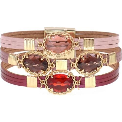 Women bracelets luxury leather bracelets for women charm Bracelets & Bangles Multilayer Wrap Bracelet Femme Jewelry