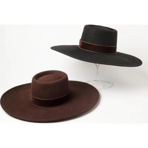 01912-HH8168b new autumn WINTER wool solid Show Style fashion fedoras cap men women jazz panama hat