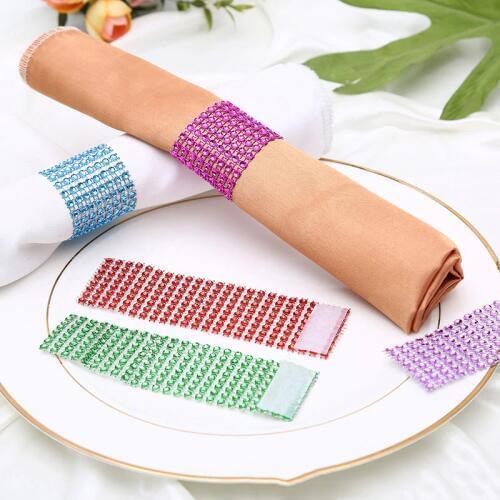 10pcs Napkin Ring Chairs Buckles Multicolor Wedding Event Decoration Crafts Rhinestone Bows Holder Handmade Party Supplies