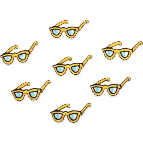 10pcs/lot Embroidered Cool Sunglass Stickers Iron On Jeans Patch Sewing Accessories DIY Coats Appliques Clothing Garments Badge