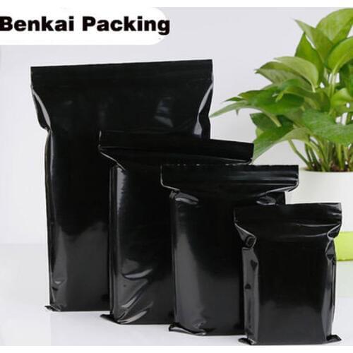 100pcs/Lot New Arrival 12 Wire Black Sealed Bag Self Sealing Plastic Bags Poly Zipper Bags Zipper Lock Storage Bag