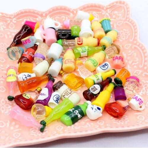 100pcs Mini Simulation Milk Wine Water Bottles Resin Charms for DIY Earring Keychain Necklace Pendant Accessories Jewelry Making
