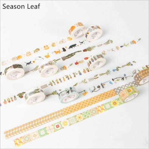 18 Styles Green Cactus Plants Happy Life Tool Washi Tape DIY Decoration Planner Scrapbook Sticker Label Masking Tape