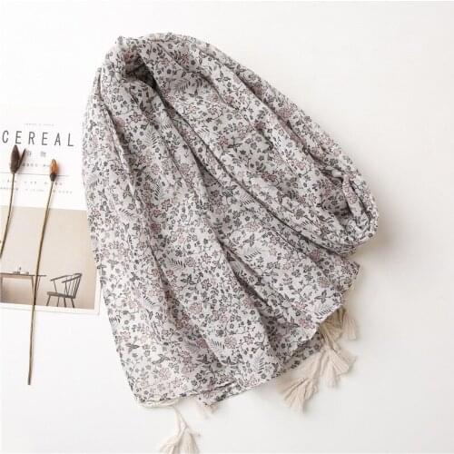 2021 Women Floral Pattern Printed Pattern Scarf Tassel Scarf 10pcs/lot