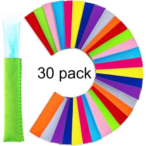 30pcs Neoprene Popsicle Holder Freezer Icy Pole Ice Lolly Sleeve Protector Ice Block Holder Ice Cream Tools Mayitr