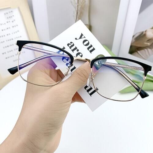 46987 Plastic Titanium Metal Square Glasses Frame Computer Eyeglasses Men Women Optical Fashion