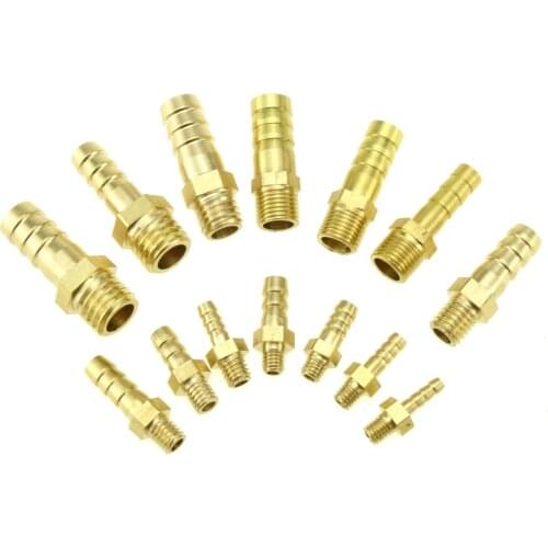 Brass Male Barb Hose Tail Fitting Fuel Air Gas Water Hose Oil 3/4/5/6/8/10mm Hose ID X M5 M6 M8 *1.25 M10*1 M10*1.5 M12*1.75