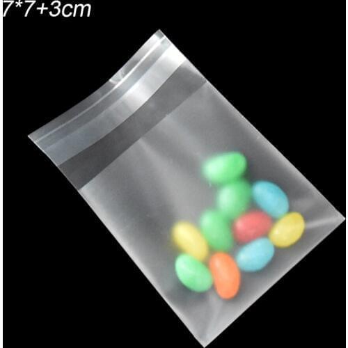 5000pcs/lot 7*7+3cm Matte Clear Cookie Packaging Bag Translucent Candy Biscuit Storage Pouches Self adhesive Wrap Plastic Bags
