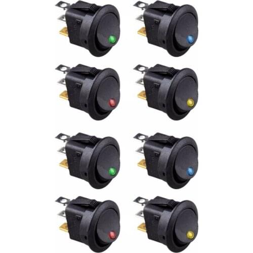 8PCS LED Dot Light 12V Car Auto Boat Round Rocker ON/OFF TOGGLE SPST SWITCH Promotion