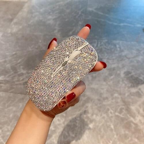 Sparkling Computer Mouse Wireless Diamond Laptop Computer Accessories Pink Mouse Wireless Gaming Mouse Kawaii Gifts for Women